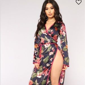 High Split Valentines Day Kimono Dress